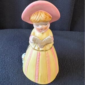 1978 Jasco Merri Bells Choir Girl With Puppy Bell Bisque Porcelain